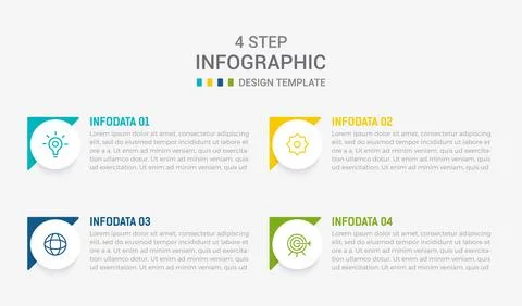 Four Step Infographic element design Vector template for presentation. proc.. Illustrazione stock