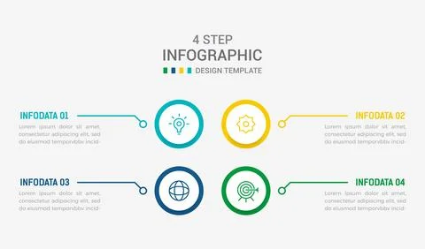Four Step Infographic element design Vector template for presentation. proc.. Illustrazione stock
