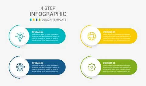 Four Step Infographic element design Vector template for presentation. proc.. Illustrazione stock