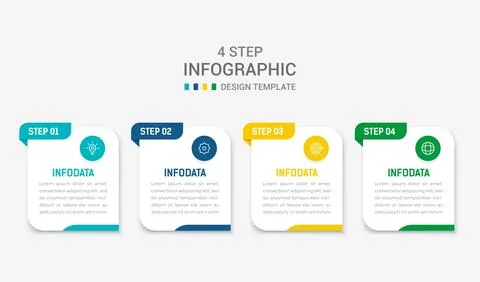Four Step Infographic element design Vector template for presentation. proc.. Illustrazione stock