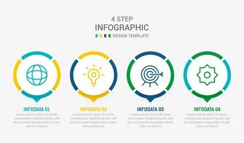 Four Step Infographic element design Vector template for presentation. proc.. Stock Illustration