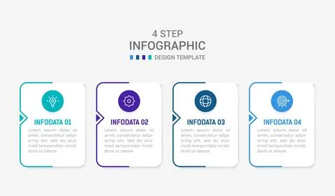 Four Step Infographic element design Vector template for presentation. proc.. Stock Illustration
