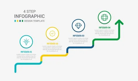 Four Step Infographic element design Vector template for presentation. proc.. Illustrazione stock