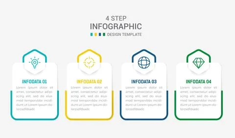 Four Step Infographic element design Vector template for presentation. proc.. Illustrazione stock