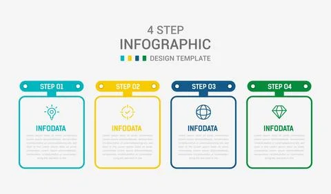 Four Step Infographic element design Vector template for presentation. proc.. Stock Illustration