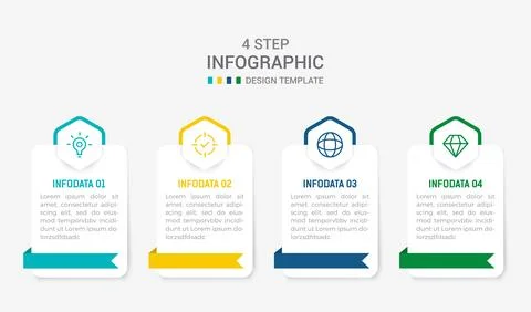 Four Step Infographic element design Vector template for presentation. proc.. Stock Illustration