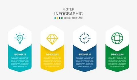 Four Step Infographic element design Vector template for presentation. proc.. Illustrazione stock