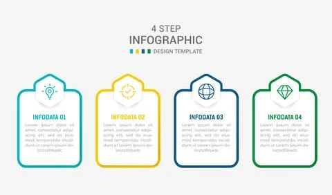 Four Step Infographic element design Vector template for presentation. proc.. Illustrazione stock