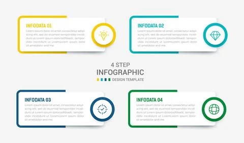 Four Step Infographic element design Vector template for presentation. proc.. Illustrazione stock