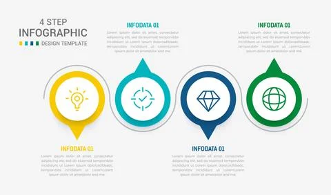 Four Step Infographic element design Vector template for presentation. proc.. Stock Illustration