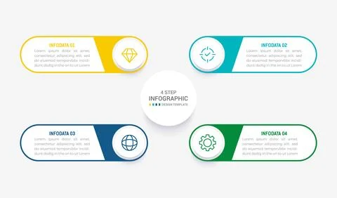 Four Step Infographic element design Vector template for presentation. proc.. Stock Illustration