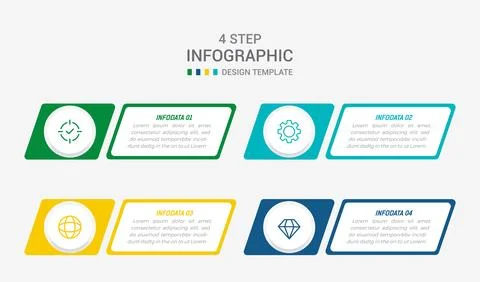 Four Step Infographic element design Vector template for presentation. proc.. Stock Illustration