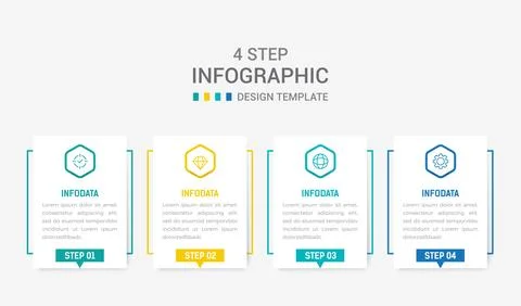 Four Step Infographic element design Vector template for presentation. proc.. Stock Illustration