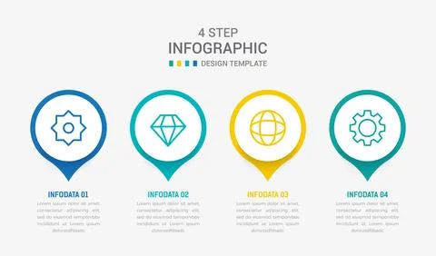 Four Step Infographic element design Vector template for presentation. proc.. Illustrazione stock