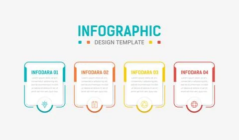 Four Step Infographic element design Vector template for presentation. proc.. Illustrazione stock