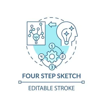 Four step sketch blue concept icon Stock Illustration