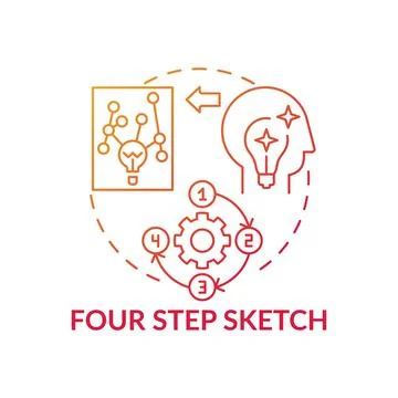 Four step sketch red gradient concept icon Stock Illustration
