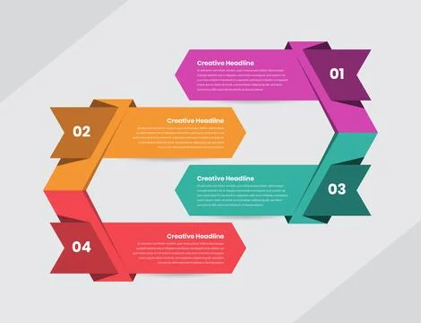 Four steps business presentation abstract infographic template design Stock Illustration