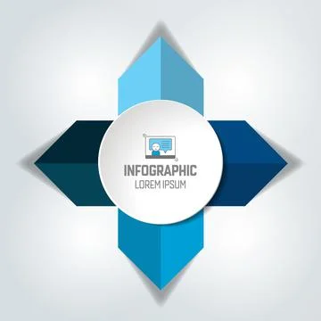 Four steps connected circle, round arrows  infographic. Vector illustration. Stock Illustration