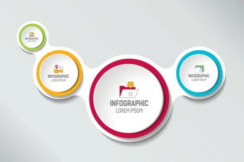 Four steps elements bubble chart, scheme, diagram, template. Infographic temp Illustrazione stock