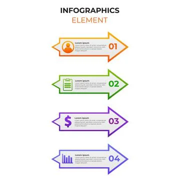 Four steps gradient infographic element with business icon. infographic templ Stock Illustration