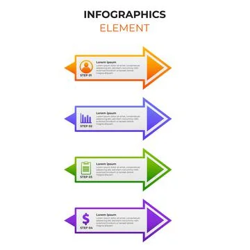 Four steps gradient infographic element with business icon. infographic templ Stock Illustration
