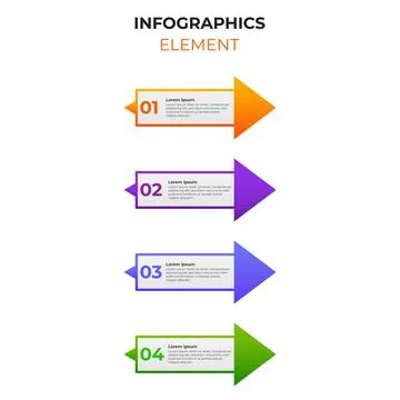 Four steps gradient infographic element with business icon. infographic templ Stock Illustration