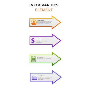 Four steps gradient infographic element with business icon. infographic templ Stock Illustration