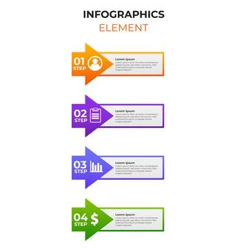 Four steps gradient infographic element with business icon. infographic templ Stock Illustration