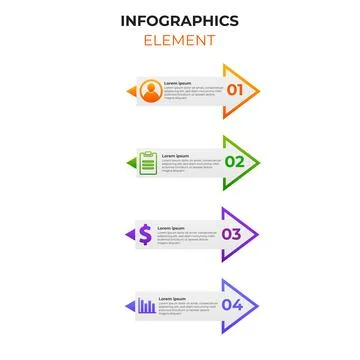Four steps gradient infographic element with business icon. infographic templ Stock Illustration
