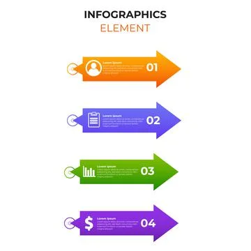 Four steps gradient infographic element with business icon. infographic templ Stock Illustration