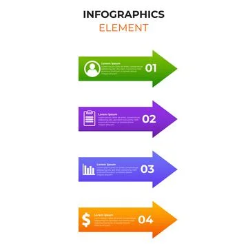 Four steps gradient infographic element with business icon. infographic templ Stock Illustration