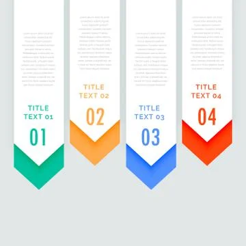Four steps infographic vertical banners with arrow going down Stock Illustration