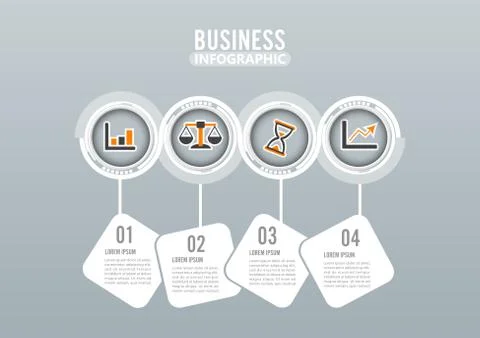 Four steps infographics design vector and marketing icons can be used for wor Stock Illustration