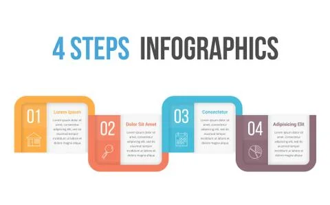 Four Steps Infographics Illustrazione stock