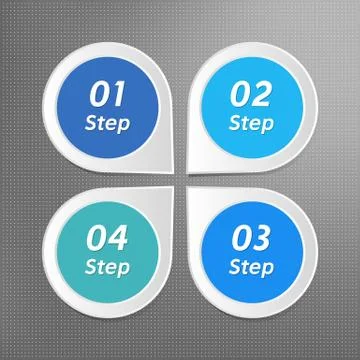 Four steps infographics vector. 1 2 3 4 pointer symbols with numbers Stock Illustration