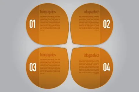 Four steps rounded infographics in orange colors. Stock Illustration