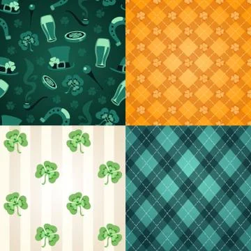 Four st.patrick's day's patterns Stock Illustration