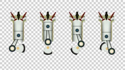 Four stroke internal combustion engine, Four stroke engine Stock Illustration