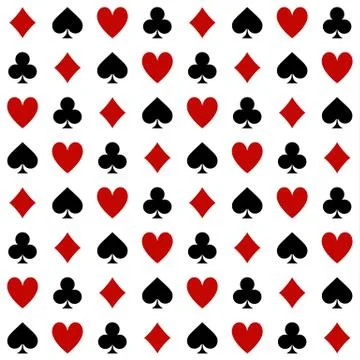 Four Suits Of Cards Pattern On A White Background 스톡 일러스트