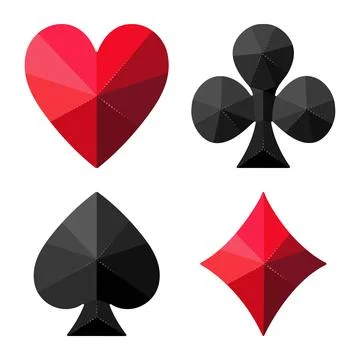 Four suits of playing cards: hearts, clubs, spades, diamonds Stock Illustration