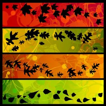 Four swirly fall banners Stock Illustration
