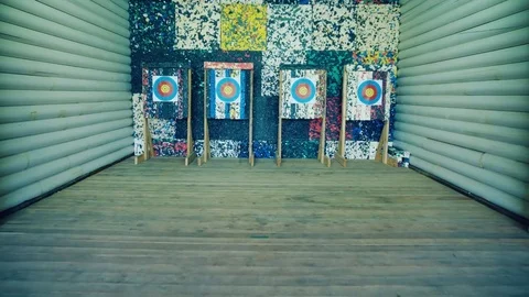 Four targets in the shooting range Stock Footage 81925570