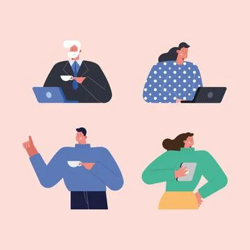 Four teamworkers business persons Stock Illustration