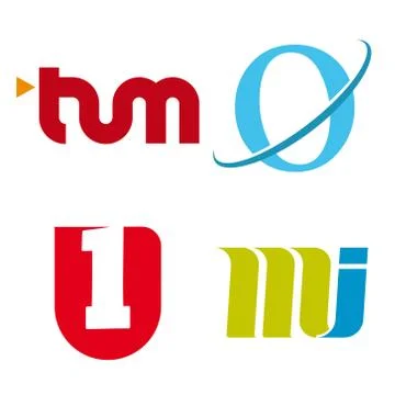 Four text icons in geometric shape. Clean and plain. Stock Illustration