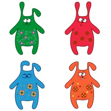 Four thick funny rabbit Illustrazione stock