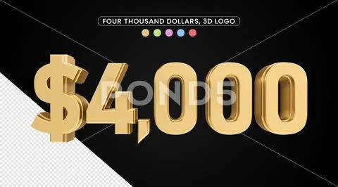Four thousand dollars with gold textured, 3D numbers PSD Template