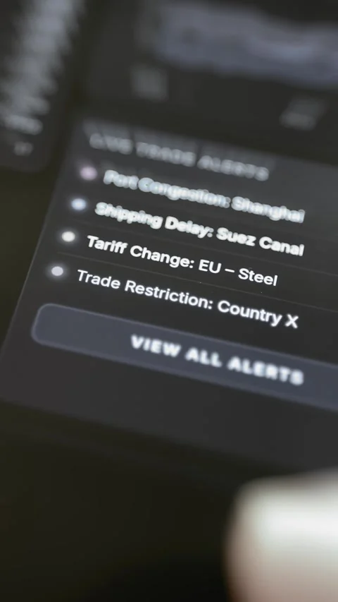 Four timestamped warning rows show port congestion Stock Footage 343354903