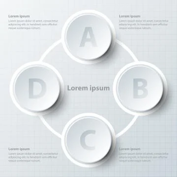 Four topics 3d paper circle in cycle loop sequence for website presentation c Stock Illustration