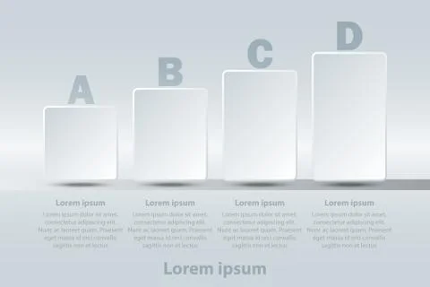 Four topics simple white 3d paper bar chart graph for website presentation .. Stock Illustration